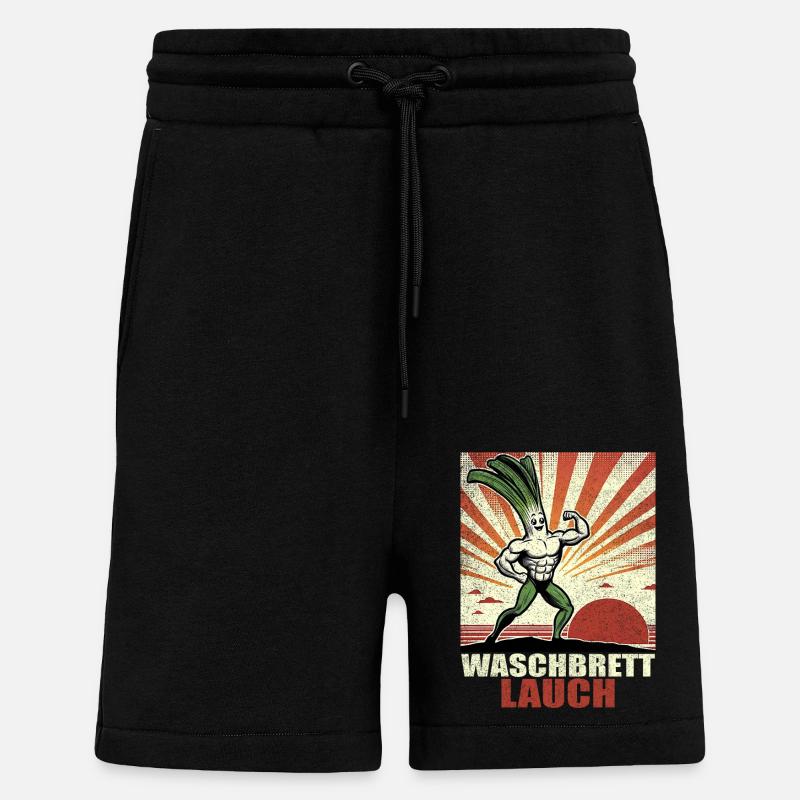Leeks, washboard, washboard abs - Shorts - made by SPREAD - SOLID BLACK