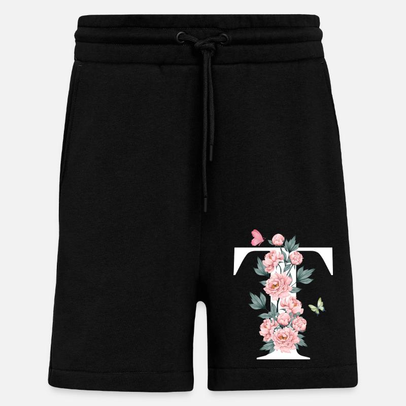 Buchstabe t Rosa Blumen - Shorts - made by SPREAD - SOLID BLACK