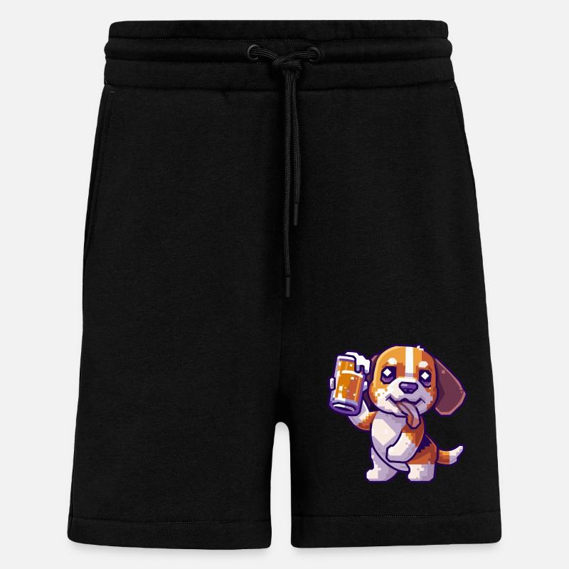 Beagle Dogs Bière Pixel - Short bio décontracté fabriqué en UE - SOLID BLACK