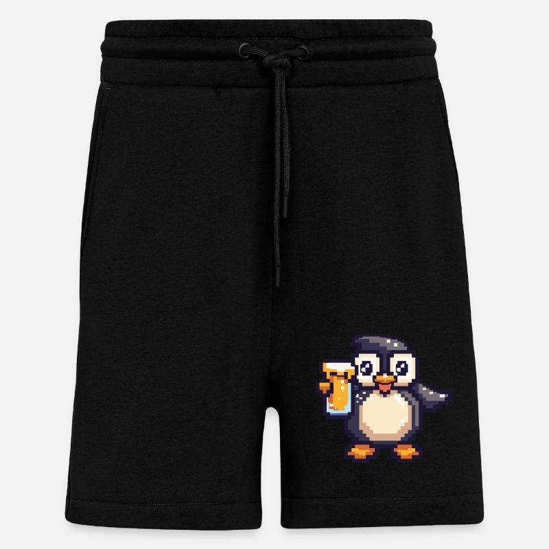 Penguin Pixel Beer - Shorts - made by SPREAD - SOLID BLACK