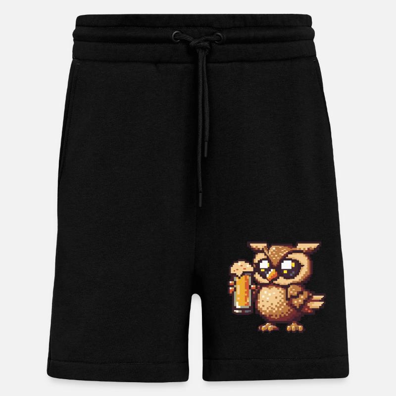 Eule Pixel Bier - Shorts - made by SPREAD - SOLID BLACK