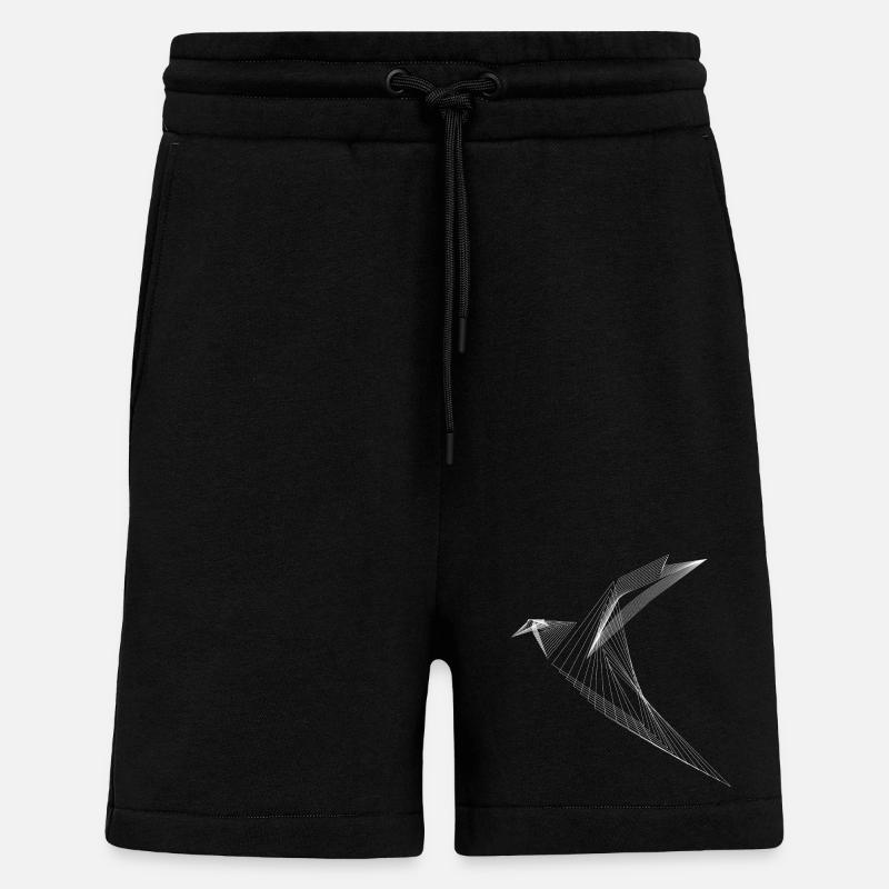 Geometrischer Linien-Vogel Minimal Design - Shorts - made by SPREAD - SOLID BLACK