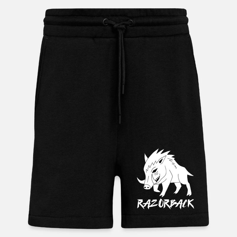 Sanglier blanc razorback - Short bio décontracté fabriqué en UE - SOLID BLACK
