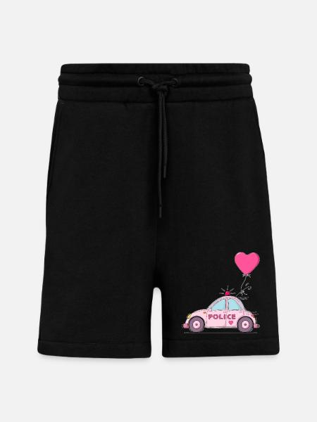 Police Heart Pink - Shorts - made by SPREAD - SOLID BLACK