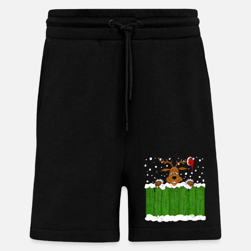 Noël avec un renne - Short bio décontracté fabriqué en UE - SOLID BLACK