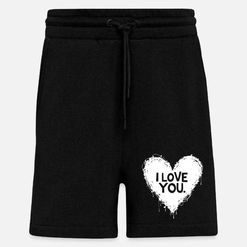 Je t’aime, blanc - Short bio décontracté fabriqué en UE - SOLID BLACK