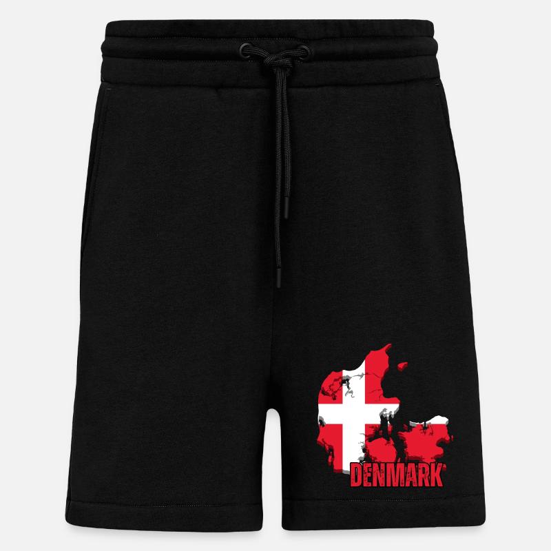 Fierté danoise, drapeau du Danemark - Short bio décontracté fabriqué en UE - SOLID BLACK