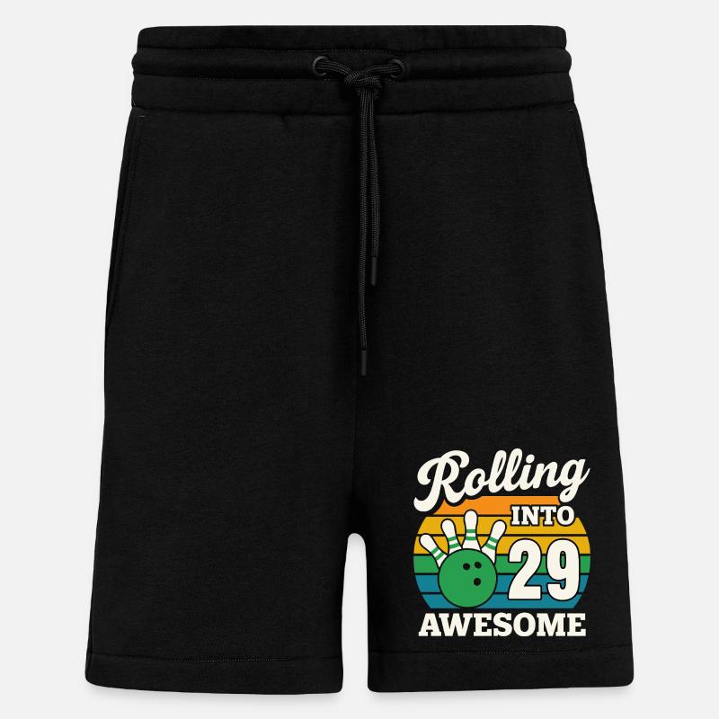 Bowling 29th Birthday Celebration Graphic - Shorts - made by SPREAD - SOLID BLACK