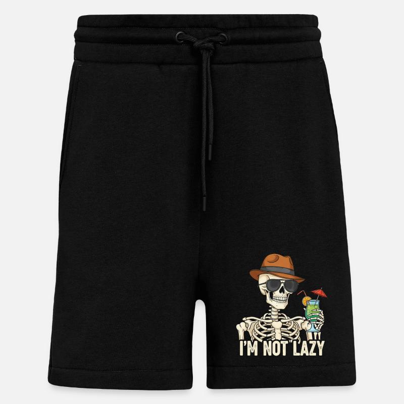 Skeletor with summer drink - Shorts - made by SPREAD - SOLID BLACK