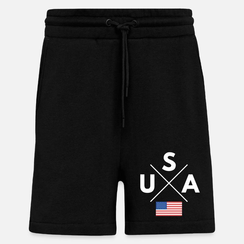 Logo de la croix des États-Unis - Short bio décontracté fabriqué en UE - SOLID BLACK