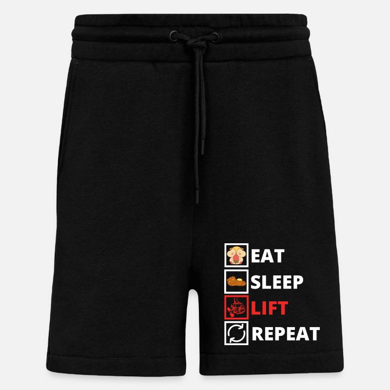 Manger dormir soulever répéter - Short bio décontracté fabriqué en UE - SOLID BLACK