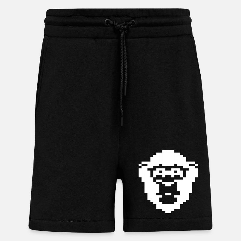 Insigne Retro Pixel Chimpanzé - Short bio décontracté fabriqué en UE - SOLID BLACK