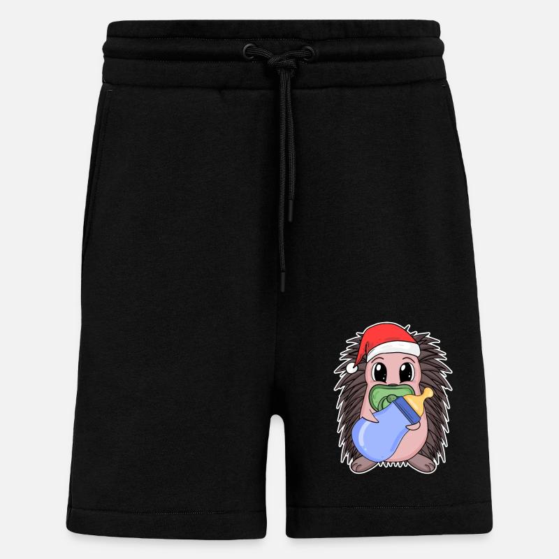 Hérisson bébé Noël - Short bio décontracté fabriqué en UE - SOLID BLACK