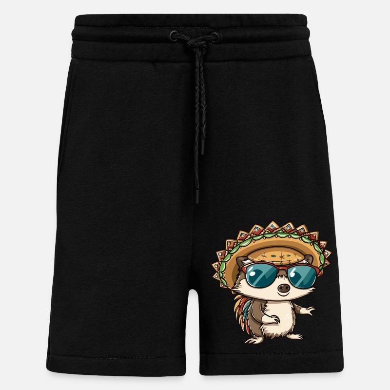 Igel Comic Lustig Sombrero - Shorts - made by SPREAD - SOLID BLACK