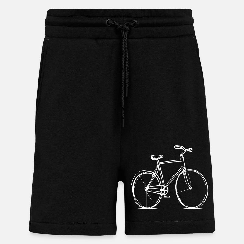 Bicycle line drawing - Shorts - made by SPREAD - SOLID BLACK