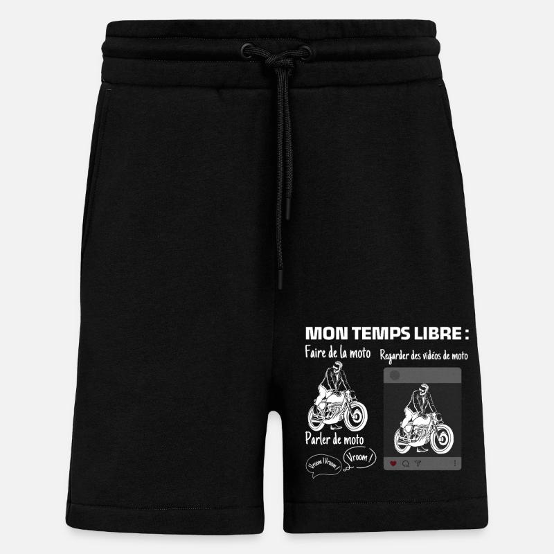 Mon temps libre : 100% moto - Short bio décontracté fabriqué en UE - SOLID BLACK