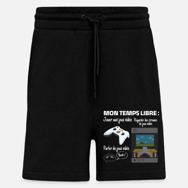 Meine Freizeit: 100% Gaming - Shorts - made by SPREAD - SOLID BLACK