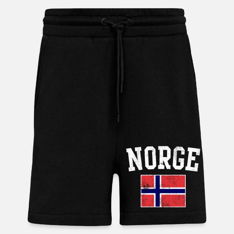 Norwegian Flag Emblem - Shorts - made by SPREAD - SOLID BLACK