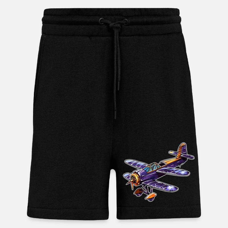 Propeller Plane Comic Look - Shorts - made by SPREAD - SOLID BLACK
