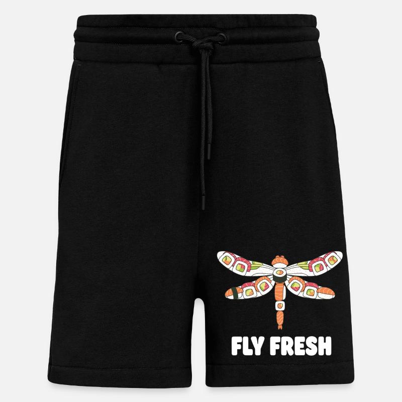 Sushi Dragonfly Fly Fresh - Shorts - made by SPREAD - SOLID BLACK