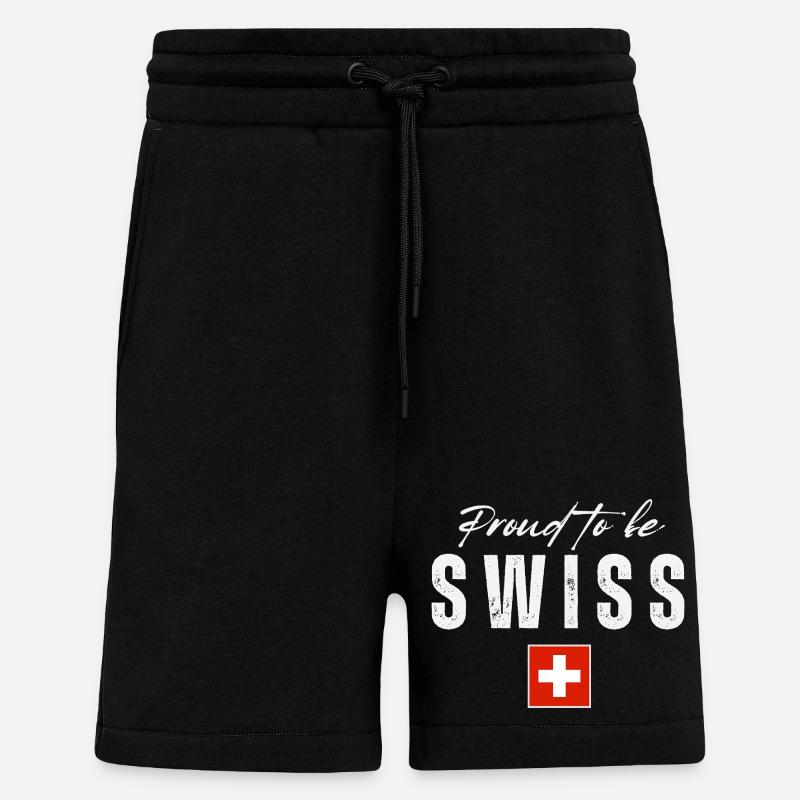 Fierté suisse, drapeau suisse - Short bio décontracté fabriqué en UE - SOLID BLACK
