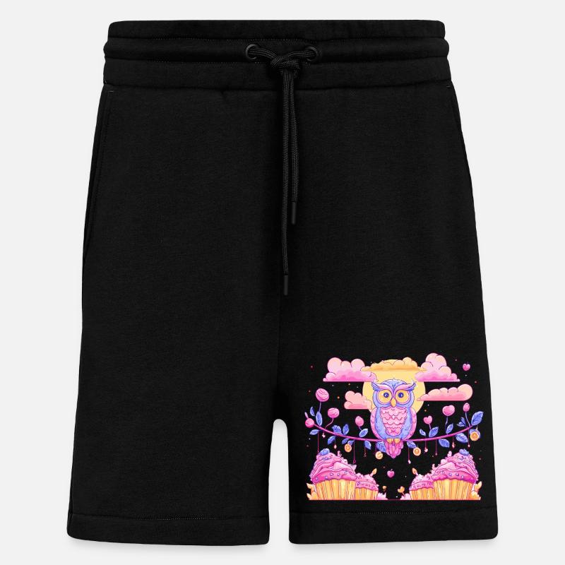 Pastell Eulenzauber über Cupcakes - Shorts - made by SPREAD - SOLID BLACK
