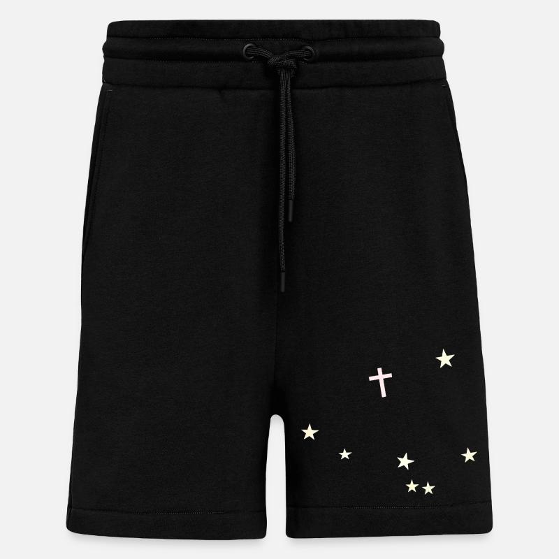 Croix dans le ciel étoilé - Short bio décontracté fabriqué en UE - SOLID BLACK