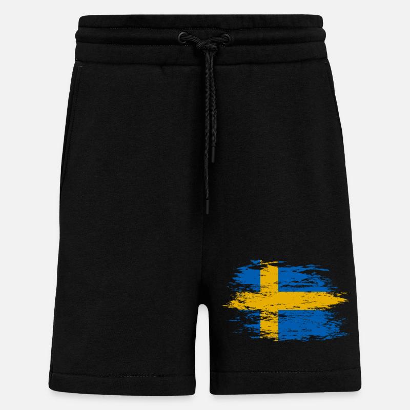 Drapeau de la Suède utilisé - Short bio décontracté fabriqué en UE - SOLID BLACK