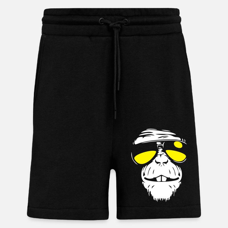 Cool Monkey - Singe cool - Short bio décontracté fabriqué en UE - SOLID BLACK