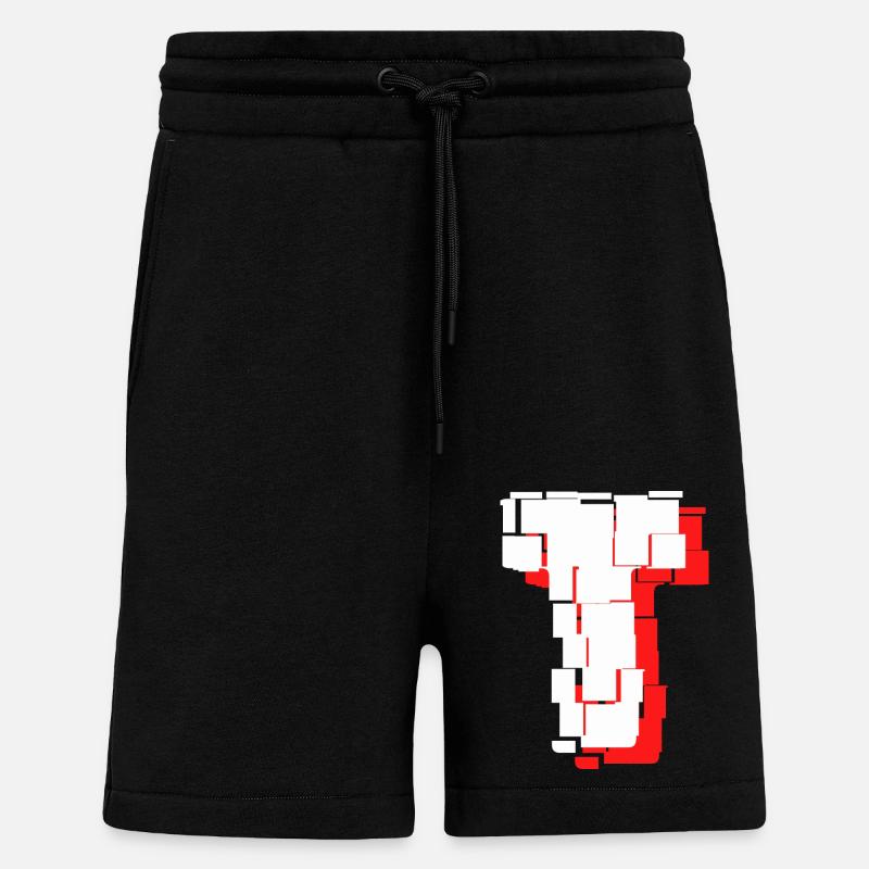 Carreaux blanc rouge t - Short bio décontracté fabriqué en UE - SOLID BLACK