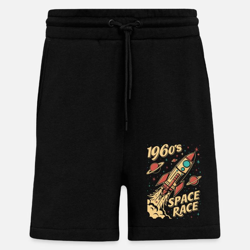 1960s Space Race Rocket - Shorts - made by SPREAD - SOLID BLACK