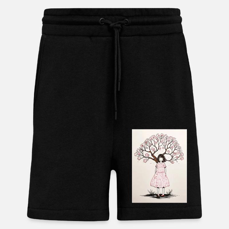 Souvenirs embrassés par pétales - Short bio décontracté fabriqué en UE - SOLID BLACK