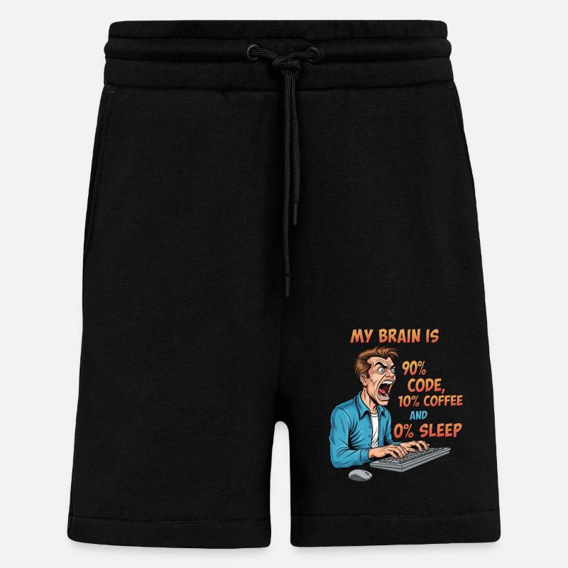 0% Schlaf: Code & Kaffee Power! - Shorts - made by SPREAD - SOLID BLACK