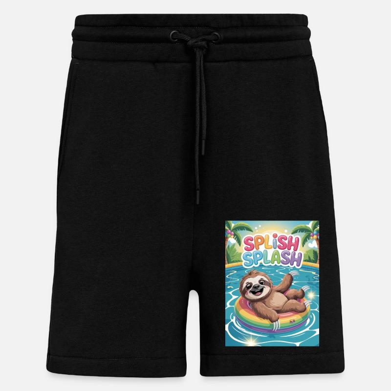 Baignade paresseuse, vacances d’été, éclaboussures - Short bio décontracté fabriqué en UE - SOLID BLACK