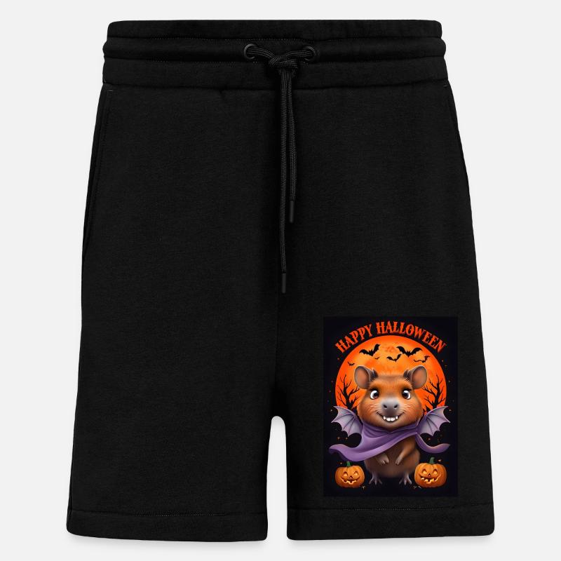 Halloween Capybara Ghost Gift Idea - Shorts - made by SPREAD - SOLID BLACK
