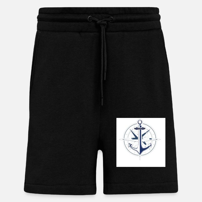 Boussole d’ancre - Short bio décontracté fabriqué en UE - SOLID BLACK