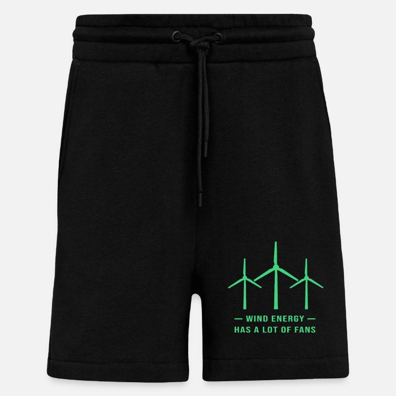 Éolienne, énergie éolienne, énergie éolienne - Short bio décontracté fabriqué en UE - SOLID BLACK