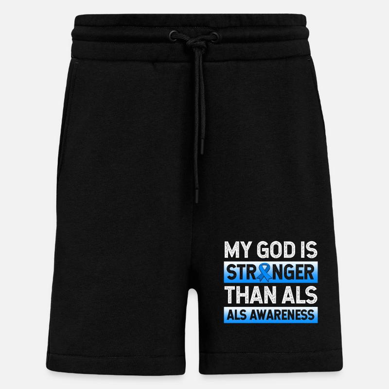 Maladie nerveuse SLA - Short bio décontracté fabriqué en UE - SOLID BLACK