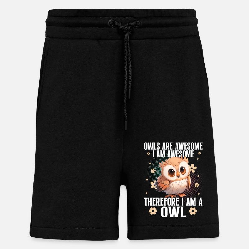 Eule Eulen Lustiger Spruch - Shorts - made by SPREAD - SOLID BLACK