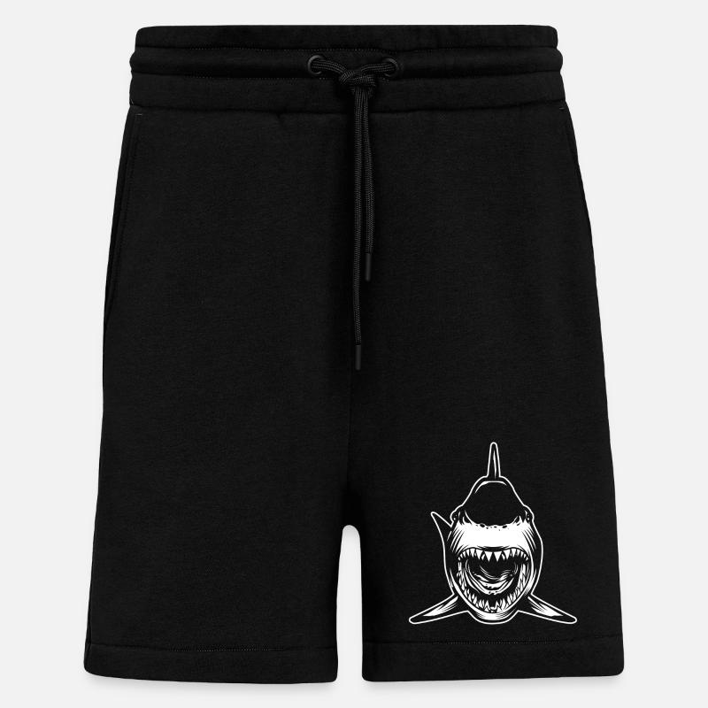Requin gueule ouverte - Short bio décontracté fabriqué en UE - SOLID BLACK