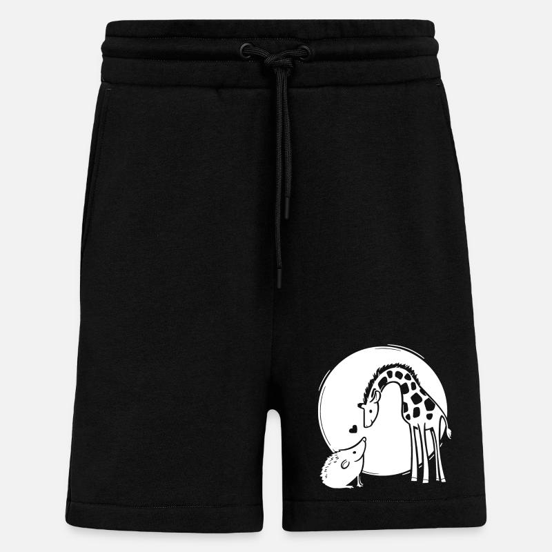Amour de girafe et hérisson - Short bio décontracté fabriqué en UE - SOLID BLACK