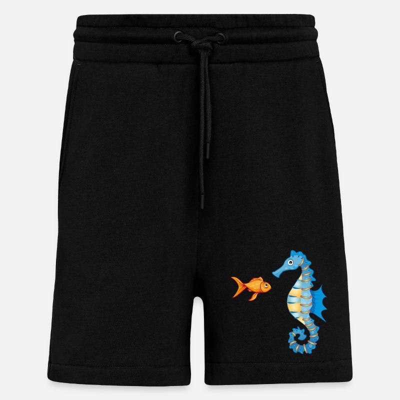 niedlicher Comic Goldfisch und Seepferdchen - Shorts - made by SPREAD - SOLID BLACK