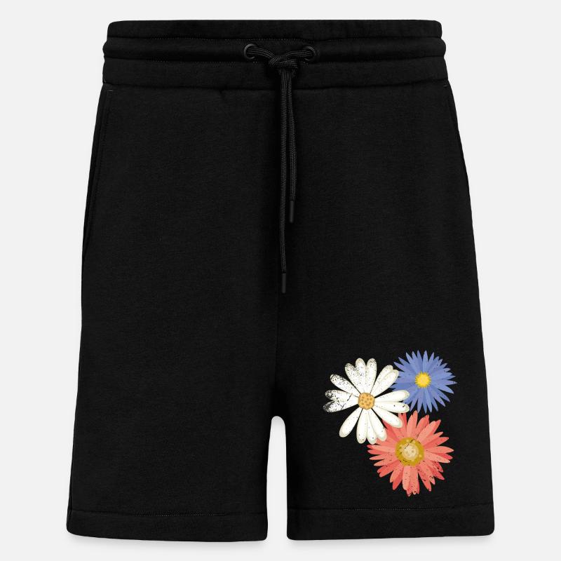 3 fleurs - Short bio décontracté fabriqué en UE - SOLID BLACK