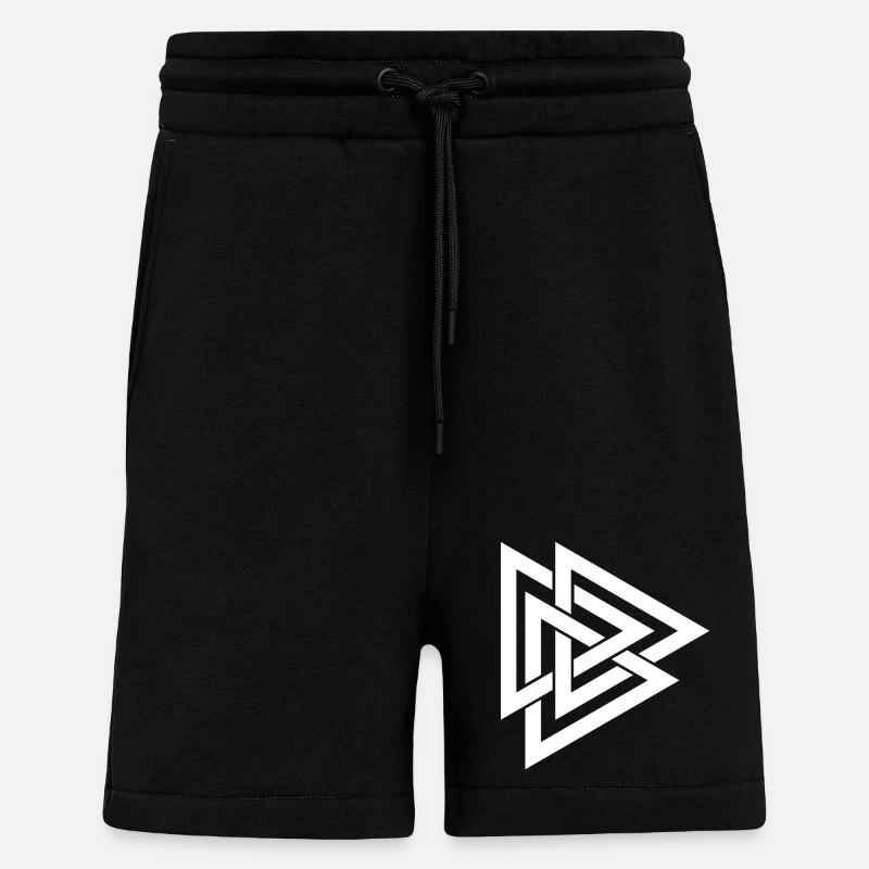 Symbole norvégien -FRONT - Short bio décontracté fabriqué en UE - SOLID BLACK