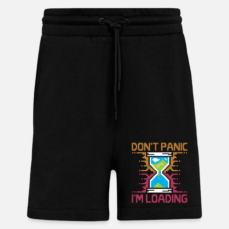 Don't Panic – Pixel Loading Hourglass - Shorts - made by SPREAD - SOLID BLACK