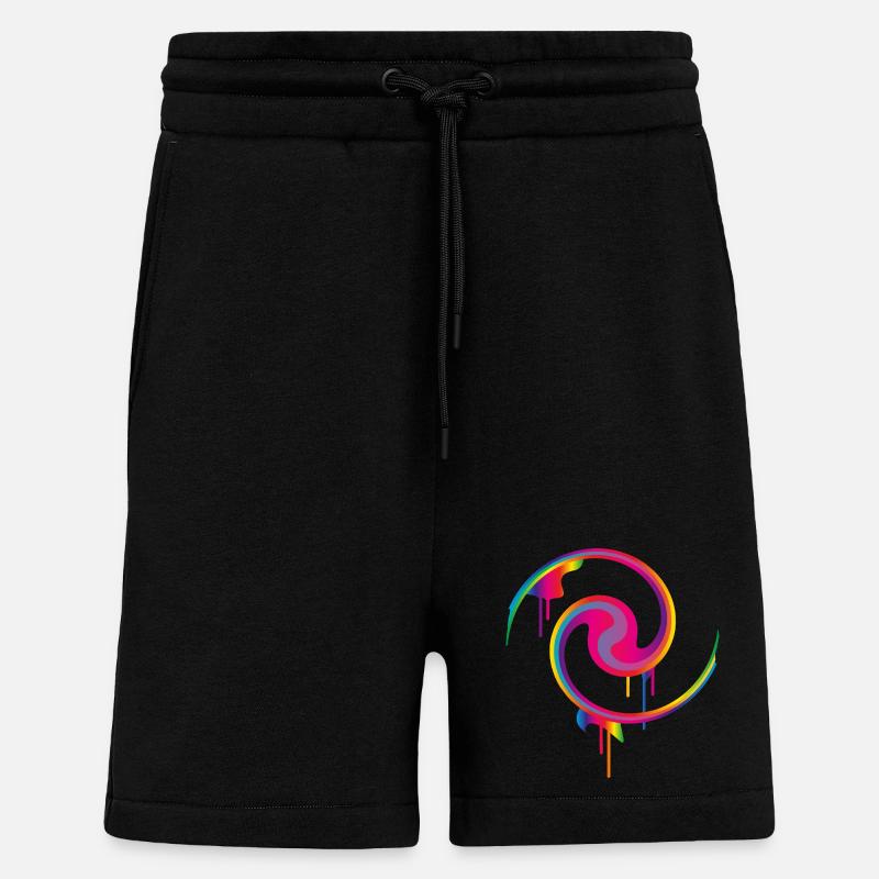 Bunter Graffiti-Farbstrudel mit Tropfeffekt - Shorts - made by SPREAD - SOLID BLACK