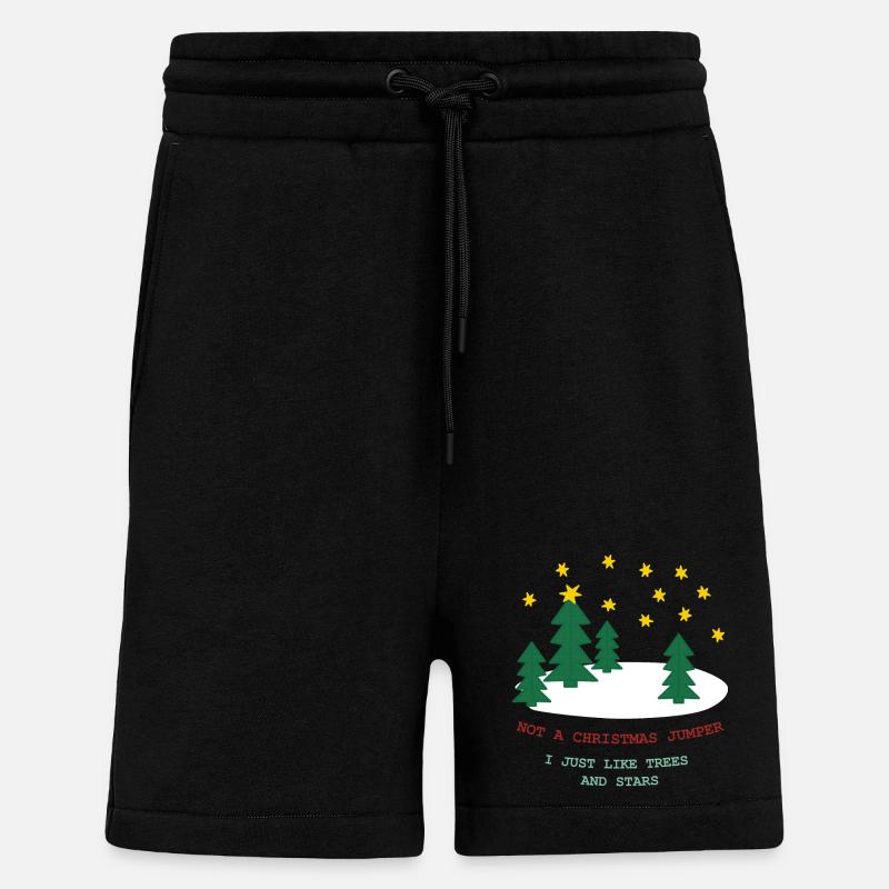 Kein Weihnachtspulli: Bäume und Sterne - Shorts - made by SPREAD - SOLID BLACK