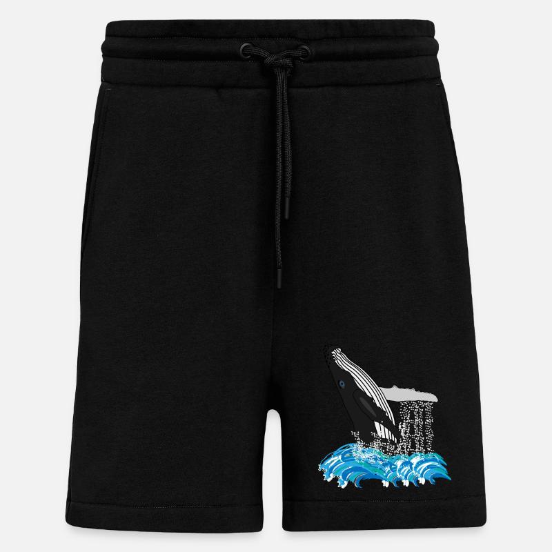 Empreinte de baleine à bosse - Short bio décontracté fabriqué en UE - SOLID BLACK