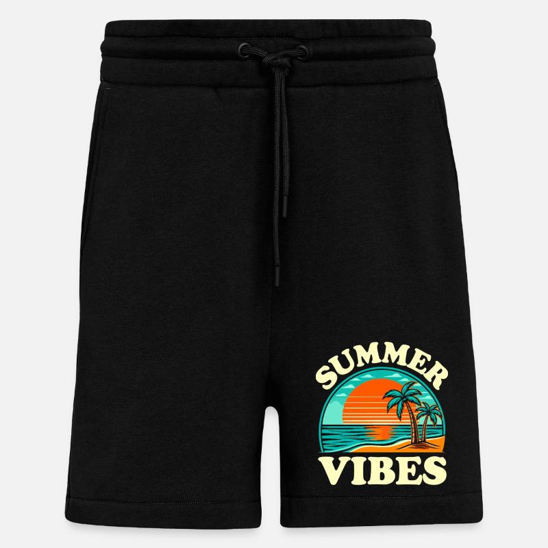 Summer Vibes Beach Sun - Short bio décontracté fabriqué en UE - SOLID BLACK