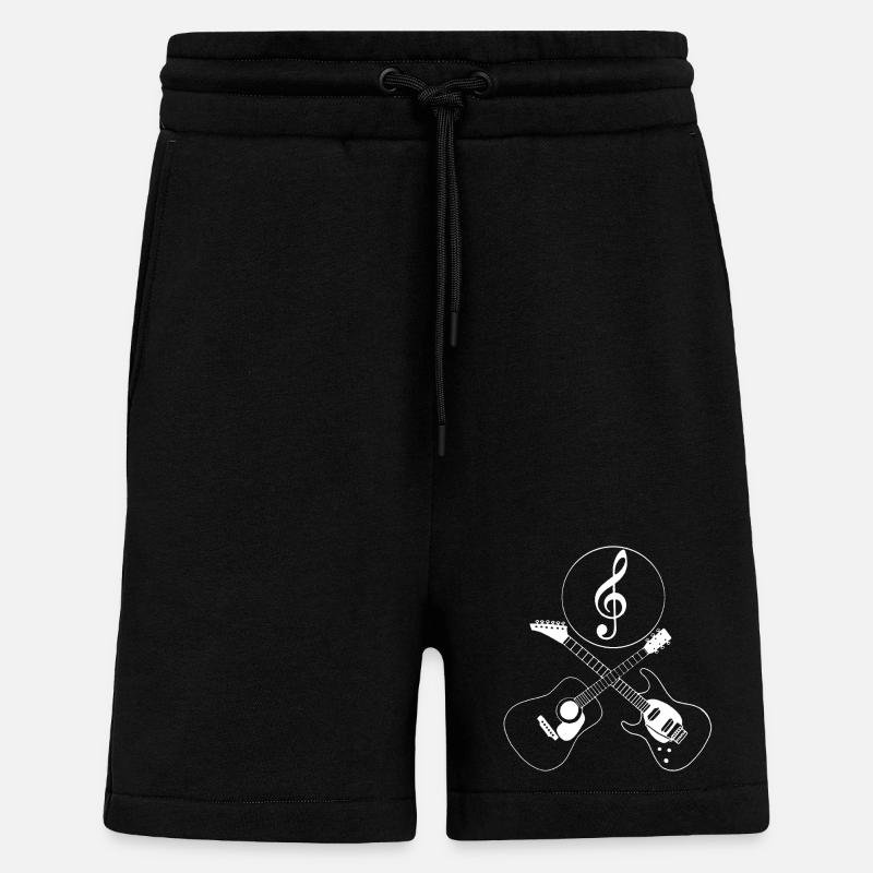 Guitares croisées et clé de sol - Short bio décontracté fabriqué en UE - SOLID BLACK